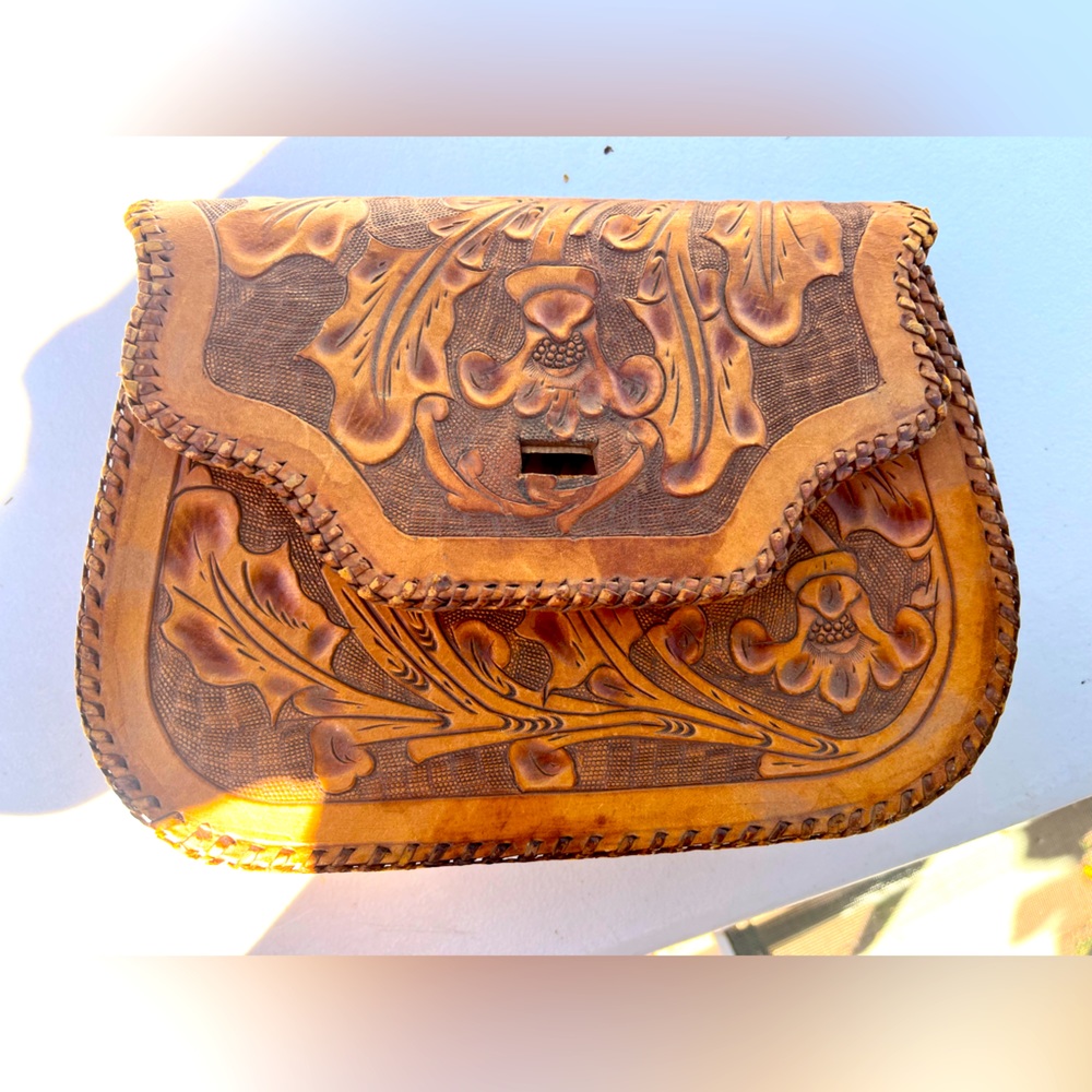 Hand tooled leather purse